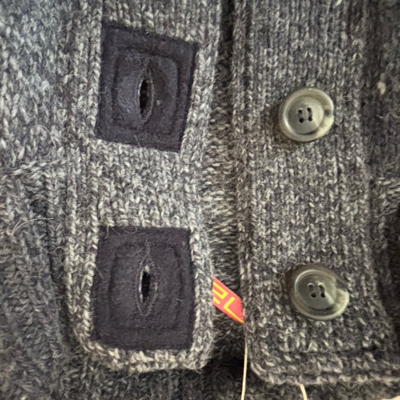 Blue Gray Button-Up Alpaca Wool Sweater Jacket - Picture 7 of 16